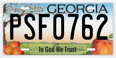 GA license plate PSF0762