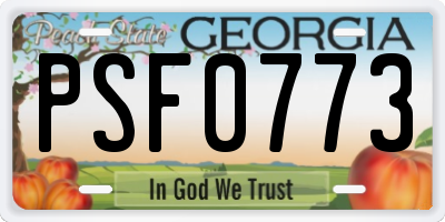GA license plate PSF0773