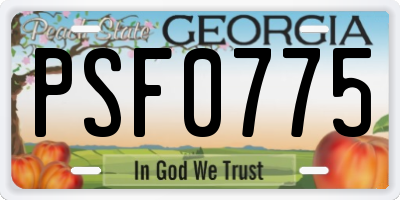 GA license plate PSF0775