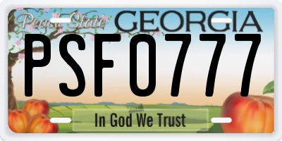GA license plate PSF0777