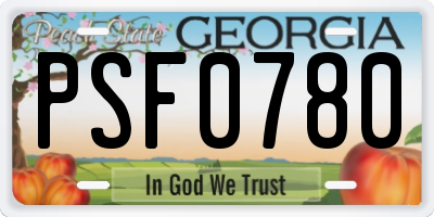 GA license plate PSF0780