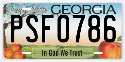 GA license plate PSF0786