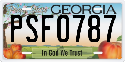 GA license plate PSF0787