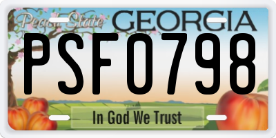 GA license plate PSF0798