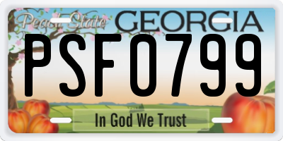 GA license plate PSF0799
