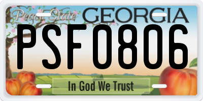 GA license plate PSF0806