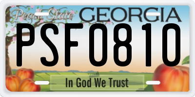 GA license plate PSF0810