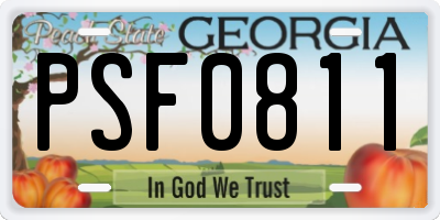 GA license plate PSF0811