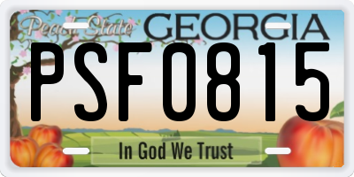GA license plate PSF0815