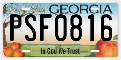 GA license plate PSF0816