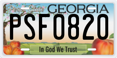 GA license plate PSF0820