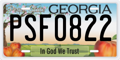 GA license plate PSF0822