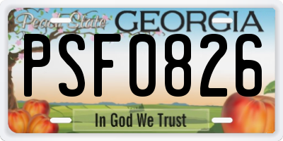 GA license plate PSF0826
