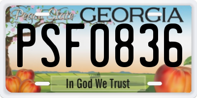 GA license plate PSF0836