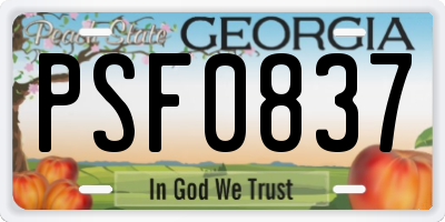 GA license plate PSF0837