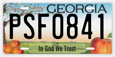 GA license plate PSF0841