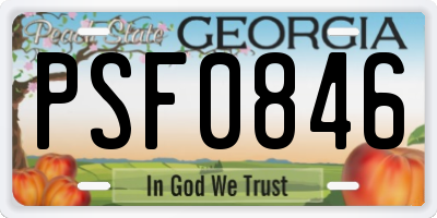 GA license plate PSF0846
