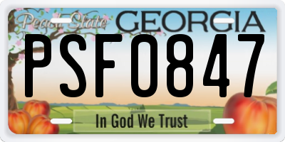 GA license plate PSF0847