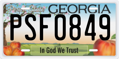 GA license plate PSF0849