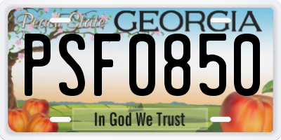 GA license plate PSF0850