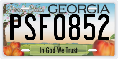 GA license plate PSF0852