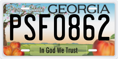 GA license plate PSF0862