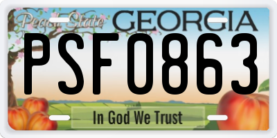 GA license plate PSF0863