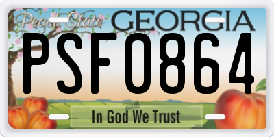 GA license plate PSF0864