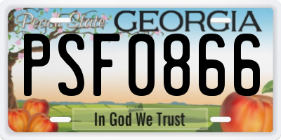 GA license plate PSF0866