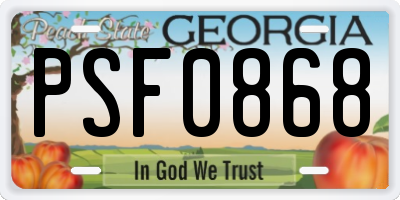 GA license plate PSF0868
