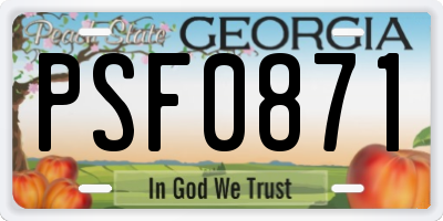 GA license plate PSF0871