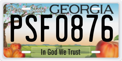 GA license plate PSF0876
