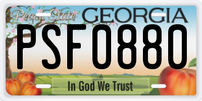 GA license plate PSF0880