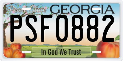 GA license plate PSF0882