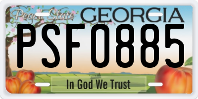 GA license plate PSF0885