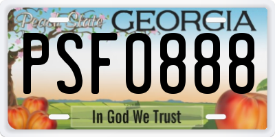 GA license plate PSF0888