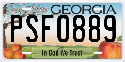 GA license plate PSF0889
