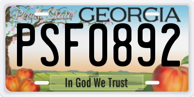 GA license plate PSF0892