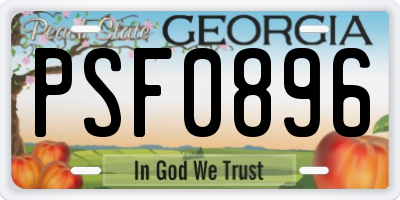 GA license plate PSF0896