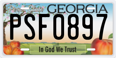 GA license plate PSF0897
