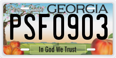 GA license plate PSF0903