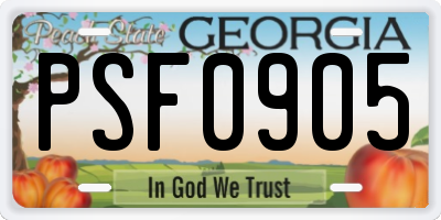 GA license plate PSF0905