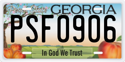 GA license plate PSF0906