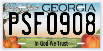 GA license plate PSF0908