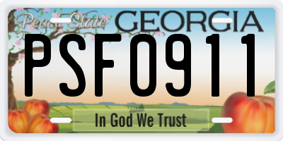 GA license plate PSF0911