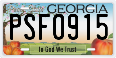 GA license plate PSF0915
