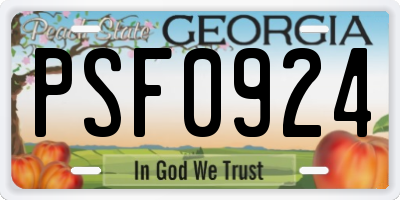 GA license plate PSF0924