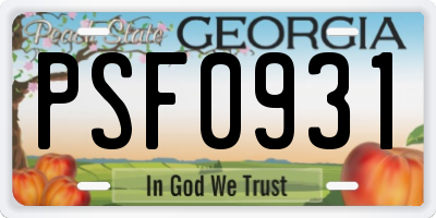 GA license plate PSF0931