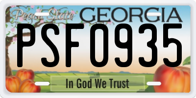 GA license plate PSF0935