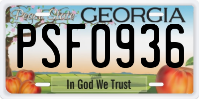 GA license plate PSF0936